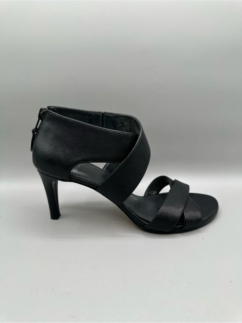 Stuart Weitzman Hugme Stiletto Sandals Leather Cross Cross Women 7 Black
